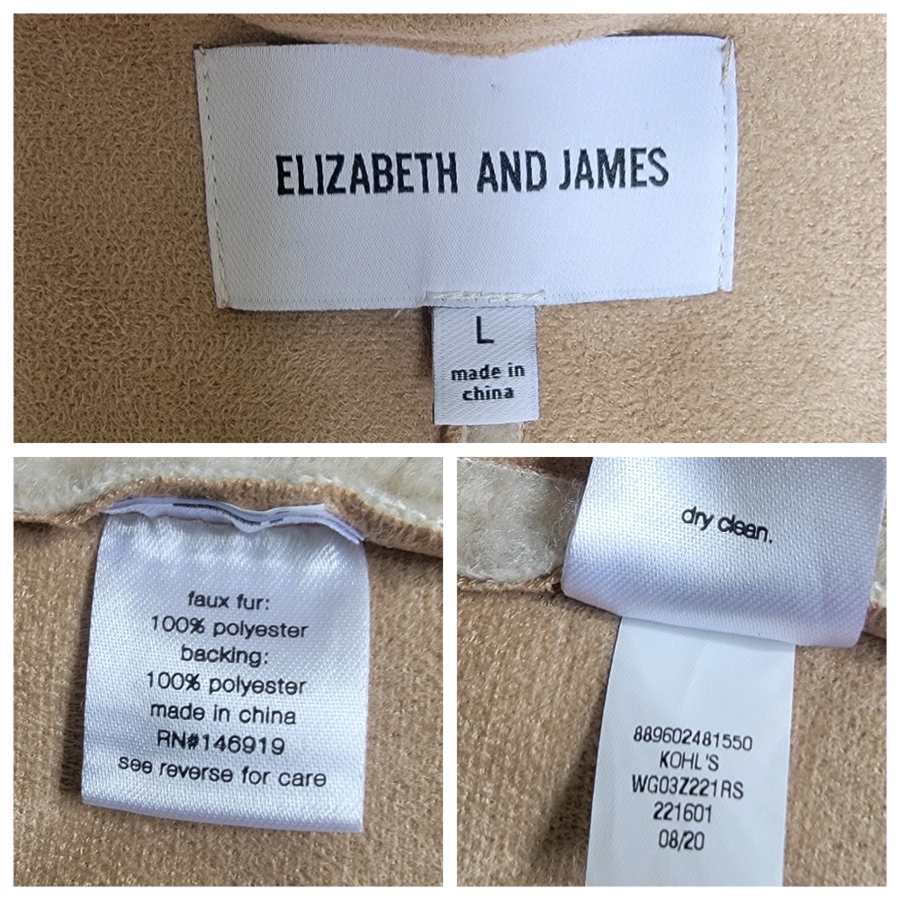 Elizabeth and James Faux Sherpa Coat Off-Set Zipper Cream Fleece Jacket … - Picture 12 of 17